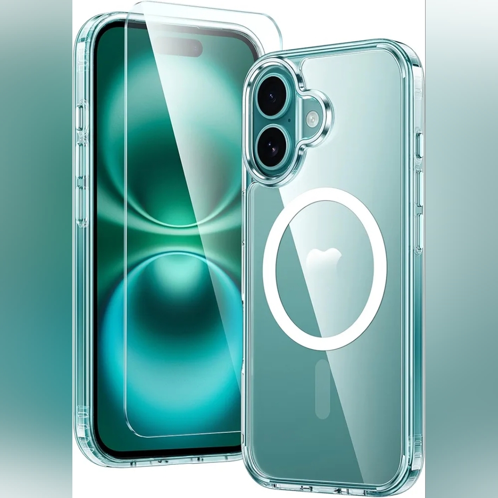 FNTCASE for iPhone 16 Case: Clear Magnetic Military Grade Drop Protection